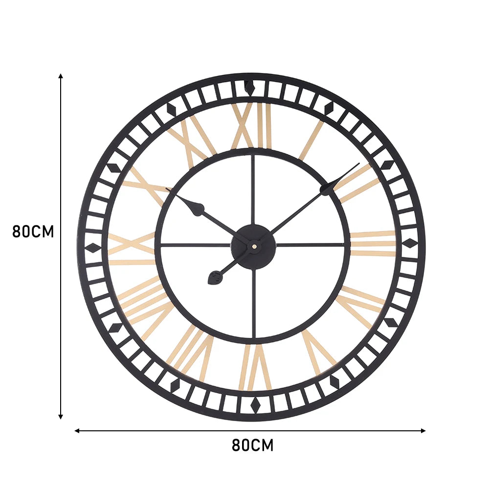 【Lifeideas】60/80 CM Roman Numerals Metal Wall Clock