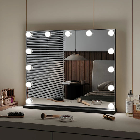 Rectangular LED lighting makeup mirror