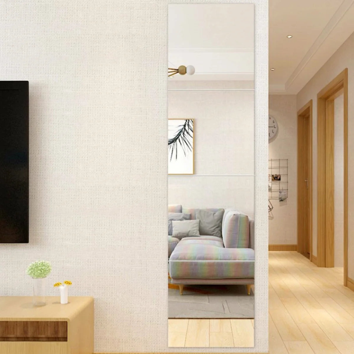 4Pcs 30X30cm Mirror Tiles Wall Sticker Square Self Adhesive Stick On Home Decor