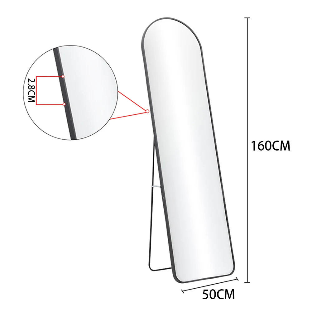 Arched metal length floor mirror for bedroom living room