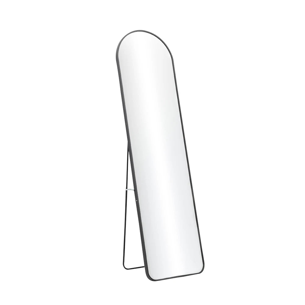 Arched metal length floor mirror for bedroom living room