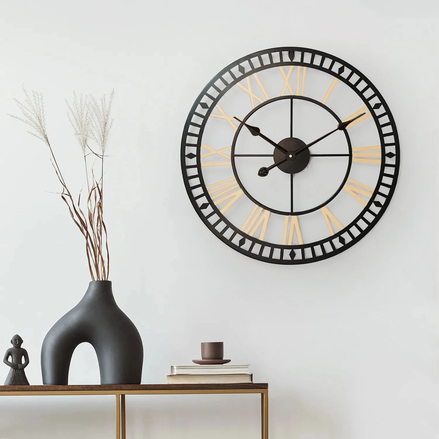 【Lifeideas】60/80 CM Roman Numerals Metal Wall Clock