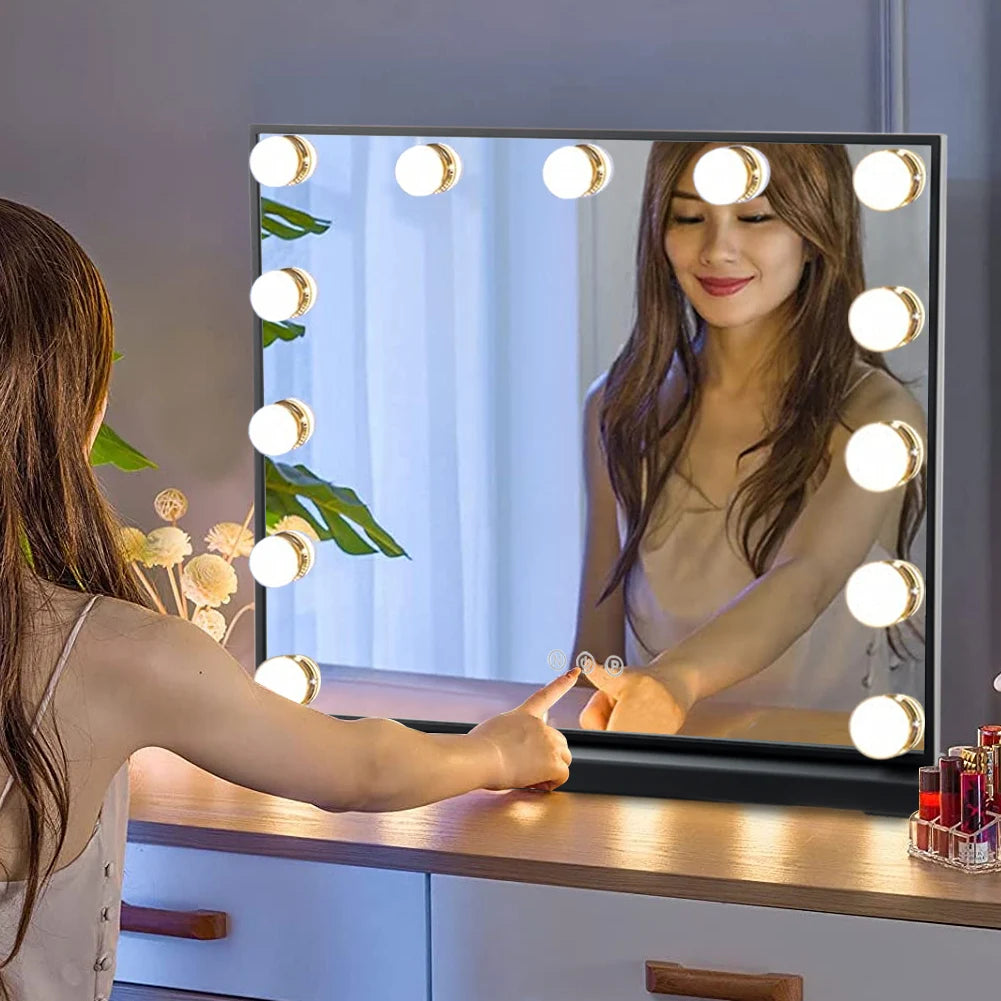 Rectangular LED lighting makeup mirror