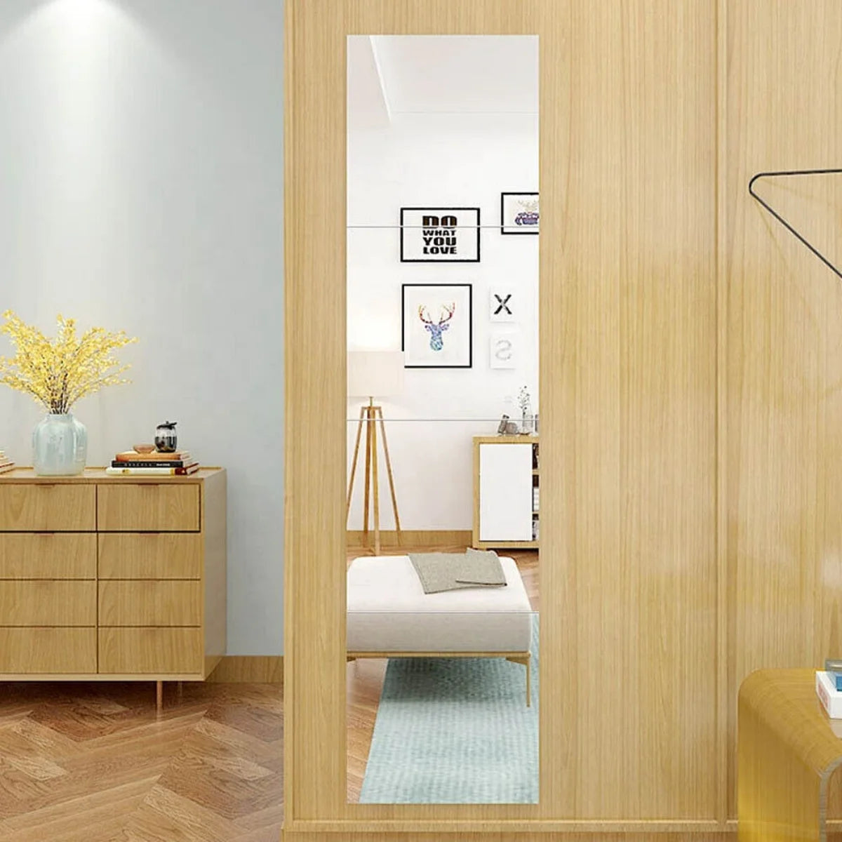 4Pcs 30X30cm Mirror Tiles Wall Sticker Square Self Adhesive Stick On Home Decor