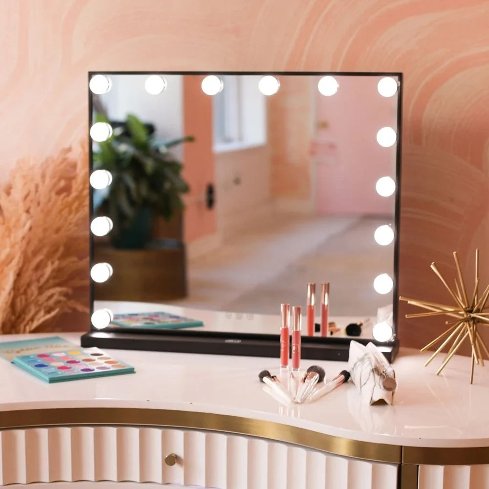 Rectangular LED lighting makeup mirror