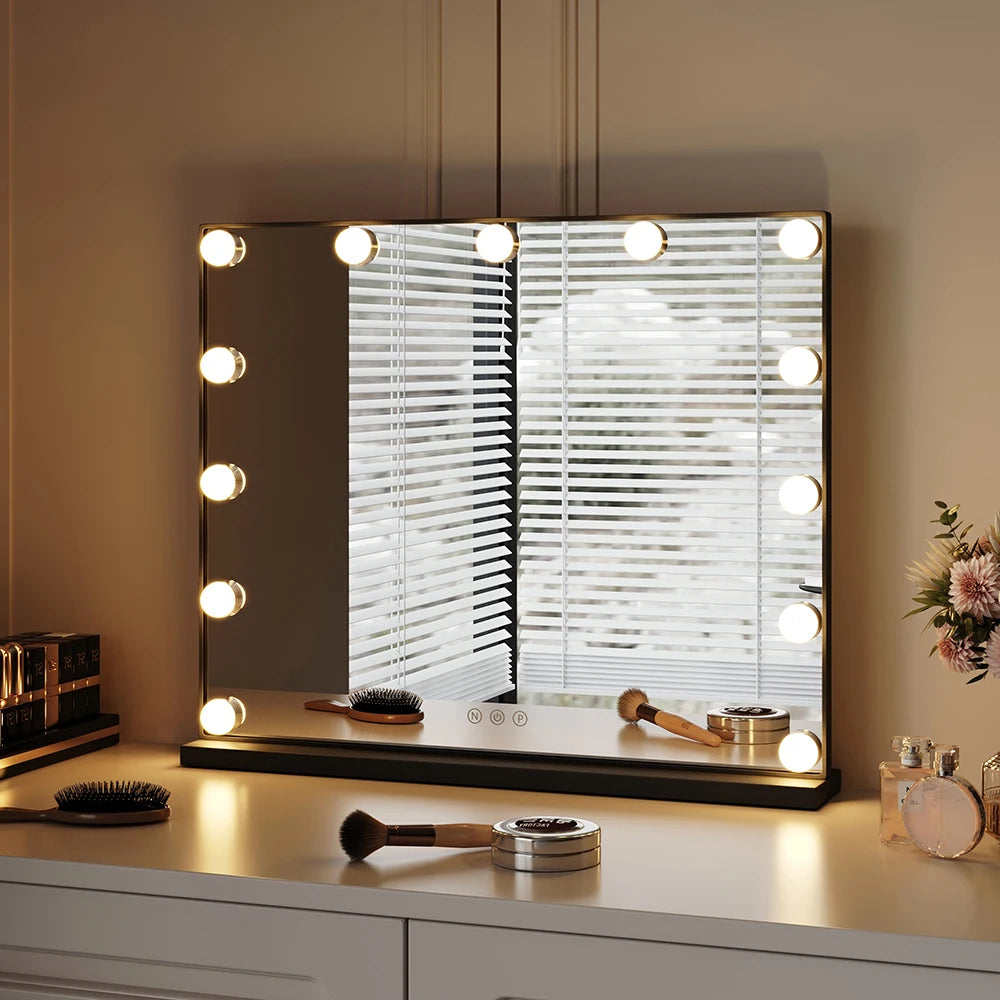 Rectangular LED lighting makeup mirror