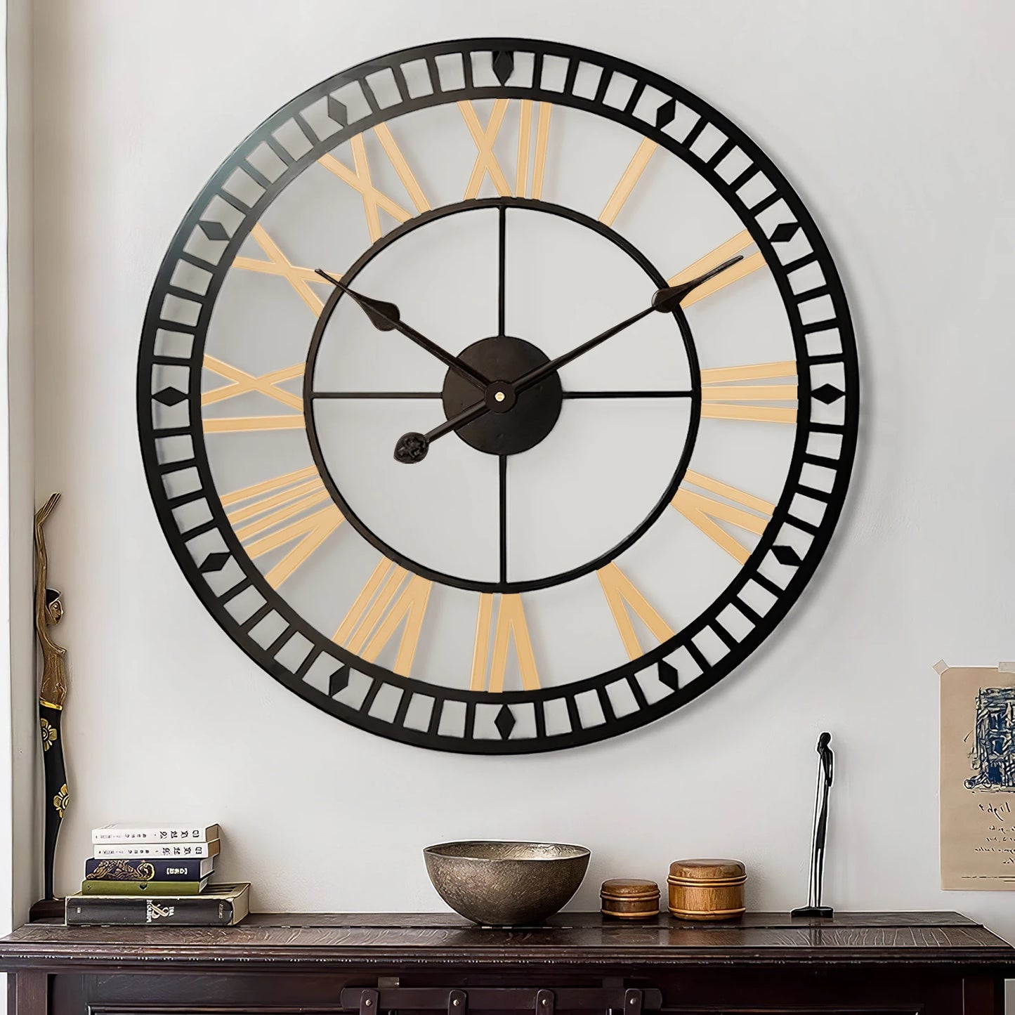 【Lifeideas】60/80 CM Roman Numerals Metal Wall Clock