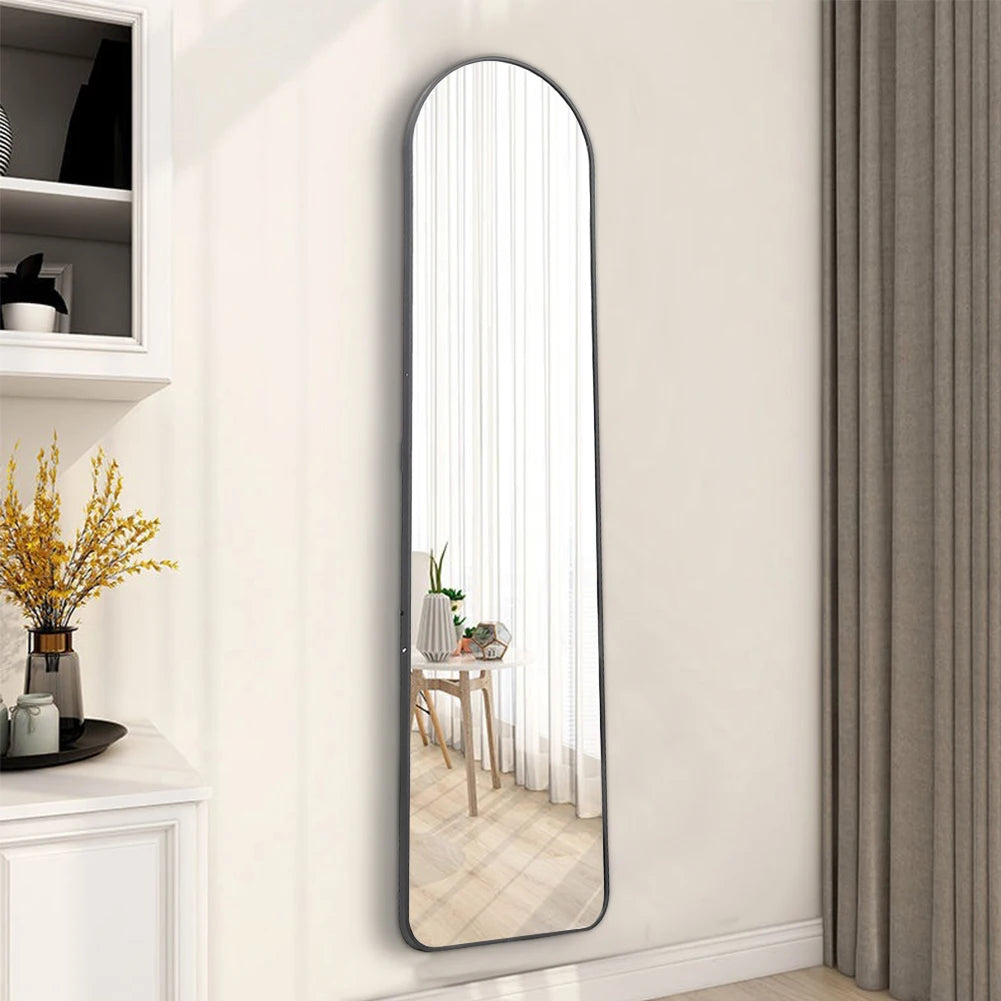 Arched metal length floor mirror for bedroom living room